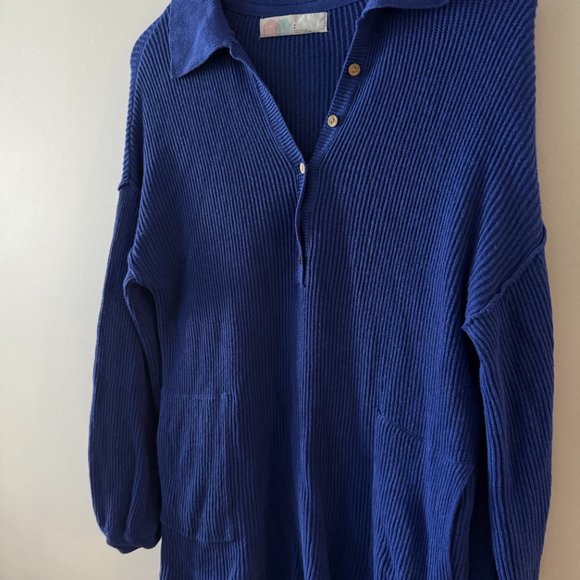 Free People Cobalt Blue Picnic Sweater Size Small - Picture 3 of 8